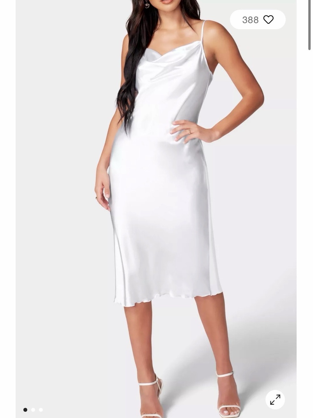 bebe White Satin Cowl cocktail Slip Dress